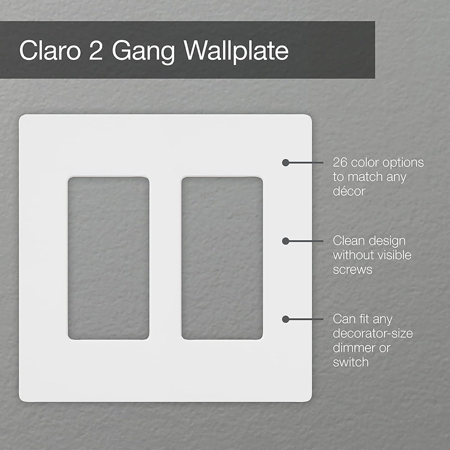 Claro 2 Gang Snow White Satin Wall Plate