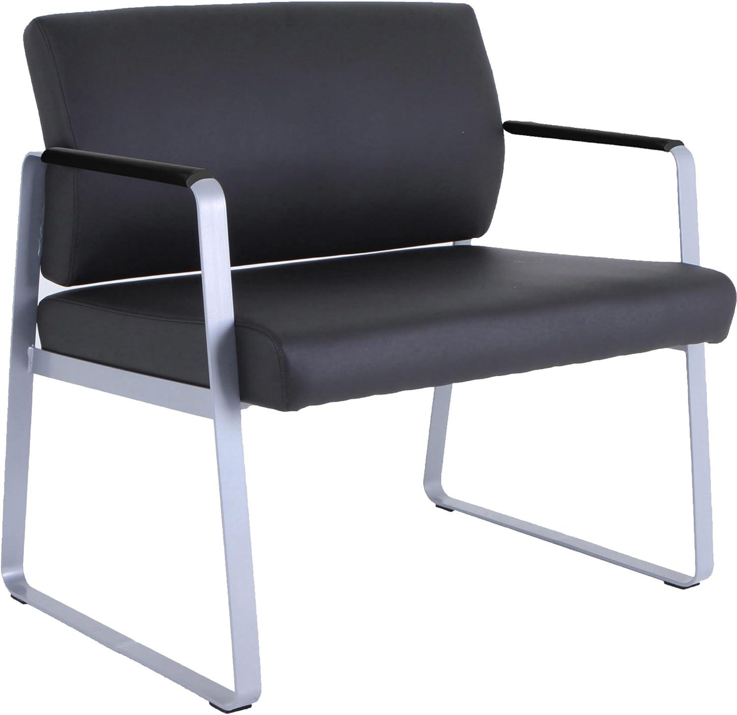 Black Vinyl and Metal Healthcare Guest Chair