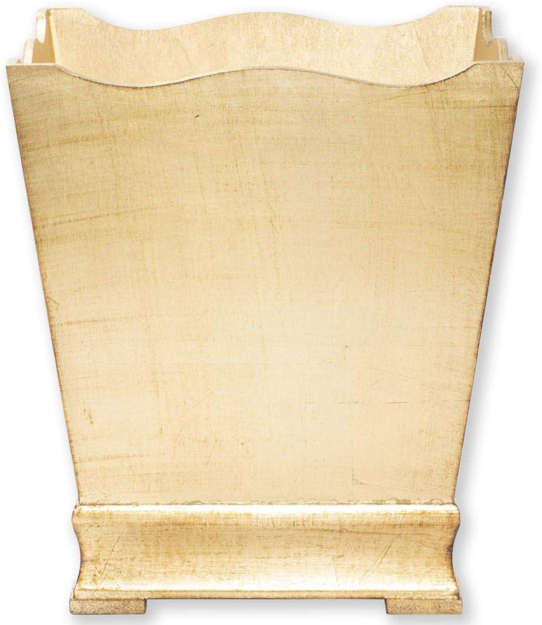 VIETRI Florentine Wooden Accessories Gold Waste Basket Trash Can 3 Gallon Waste Basket