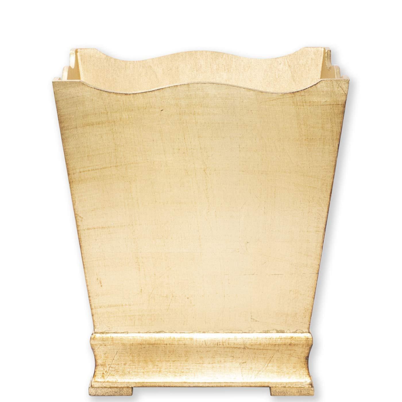 VIETRI Florentine Wooden Accessories Gold Waste Basket Trash Can 3 Gallon Waste Basket