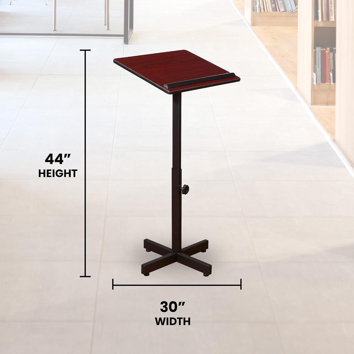 Adjustable Black and Mahogany Mobile Steel Lectern