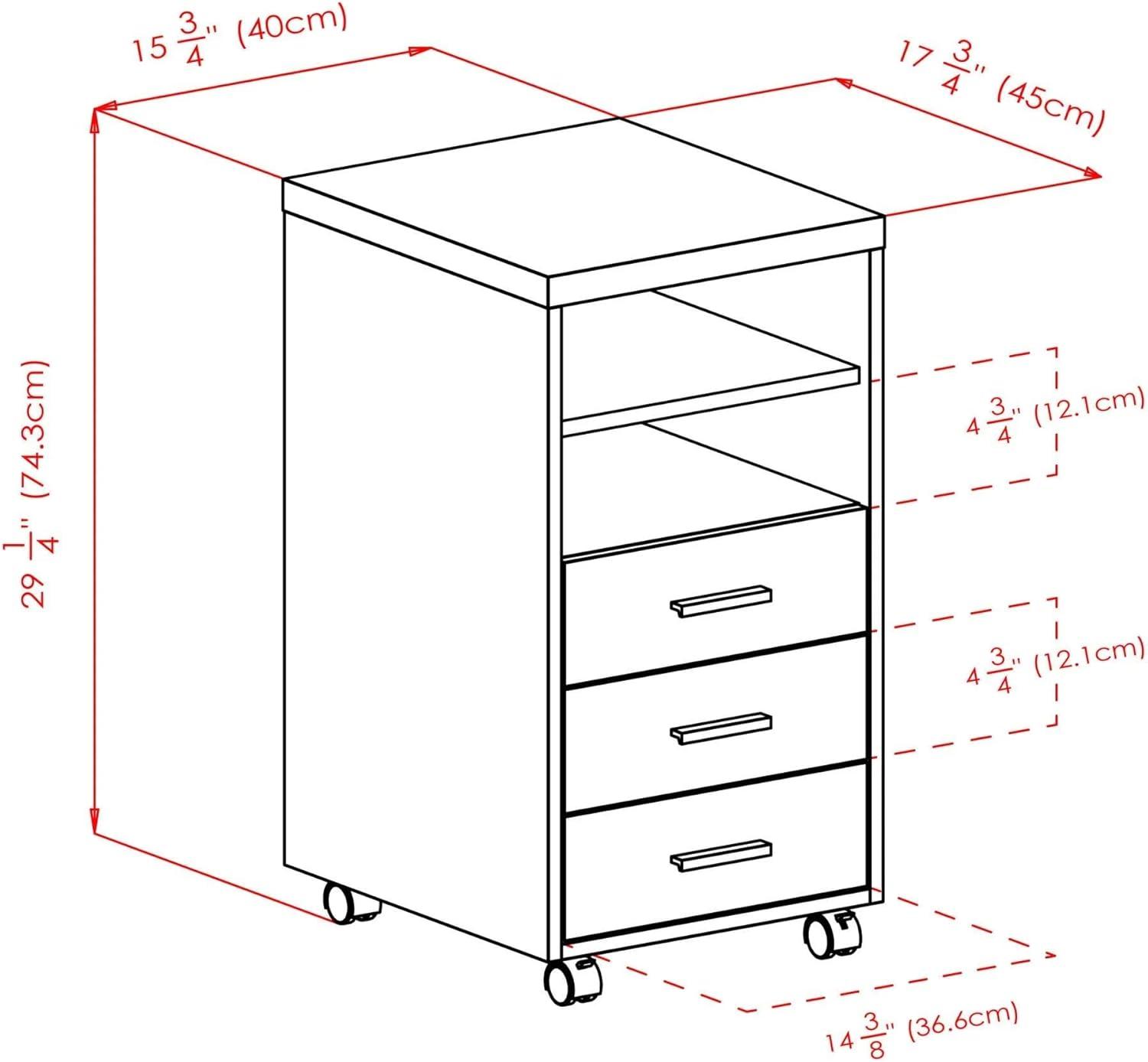 Winsome Kenner Mobile 3 Drawer Storage Cabinet Wood : Home Office, Locking Casters, Wood Composite