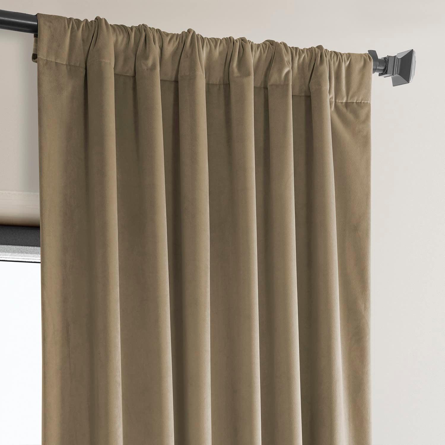 Half Price Drapes Museum Taupe Heritage Plush Velvet Room Darkening Curtains (1 Panel), 50W X 120L