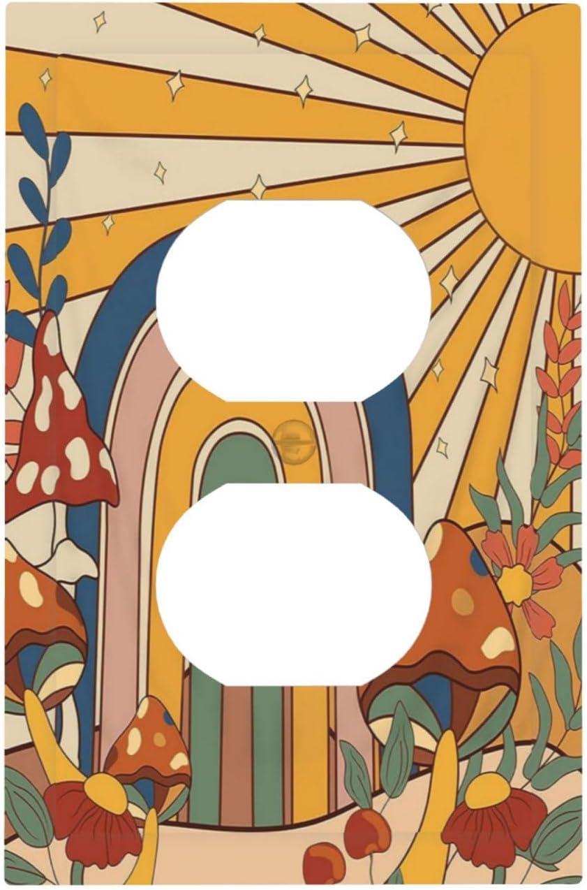 ZICANCN Outlet Covers Wall Plate, Sunflowers Nature Beige Background Light Switch Cover Decorative, Duplex Toggle Combo 1-Gang