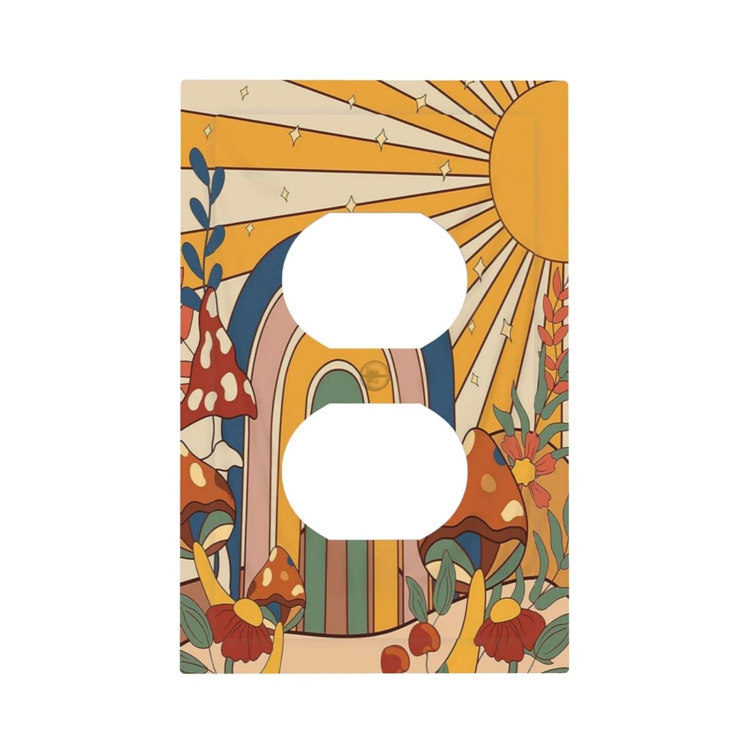 ZICANCN Outlet Covers Wall Plate, Sunflowers Nature Beige Background Light Switch Cover Decorative, Duplex Toggle Combo 1-Gang