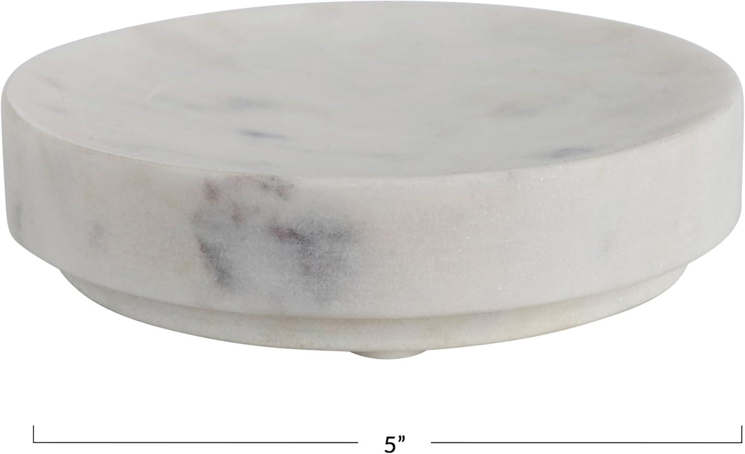 White Round Marble Soap Dish