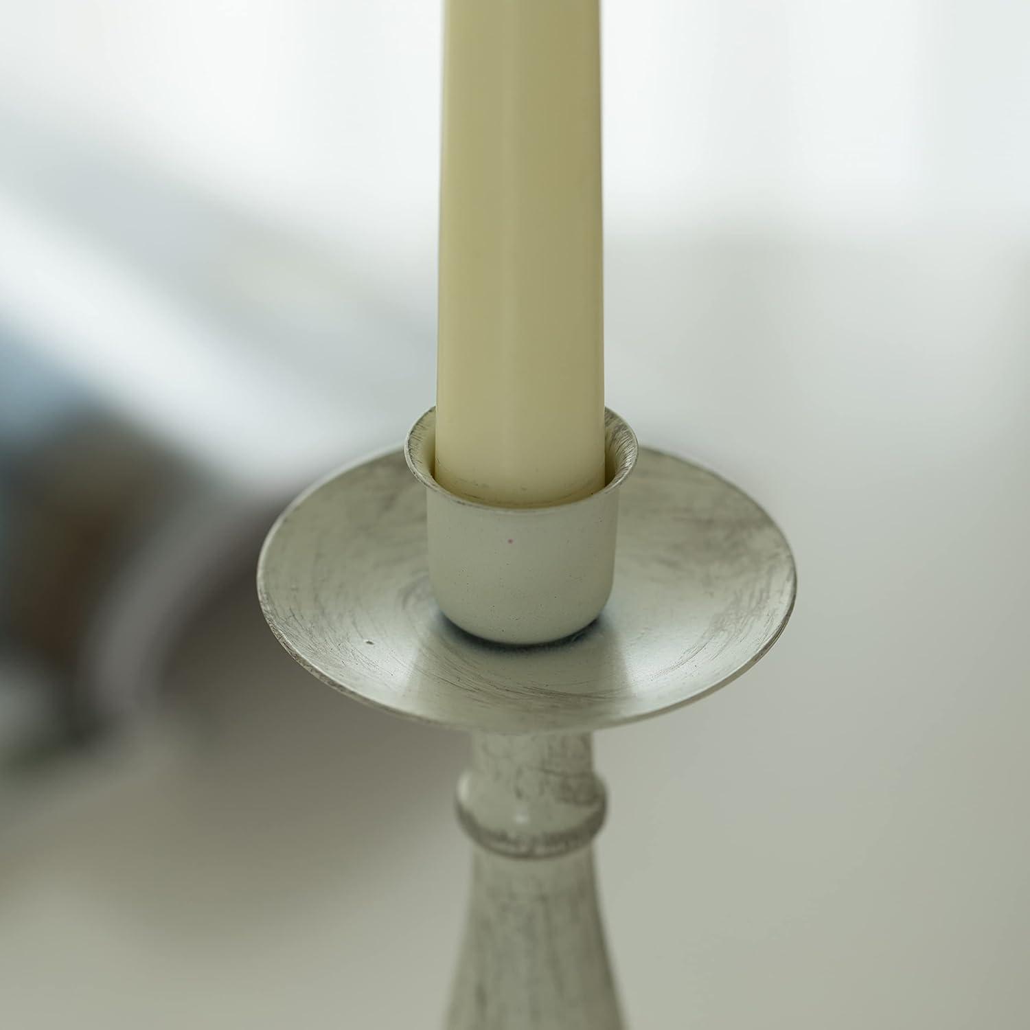 Fabulaxe Antique 8" Distressed Candlestick for Dining Room, Entryway, Kitchen and Vanity
