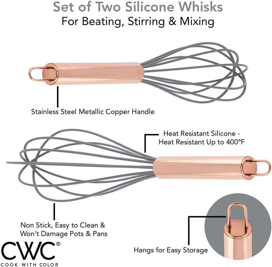 Stainless Steel Wire Whisk Set Silicone Whisks for Cooking, Stainless Steel Wire Whisk Set of Two , Heat Resistant Kitchen Whisks.