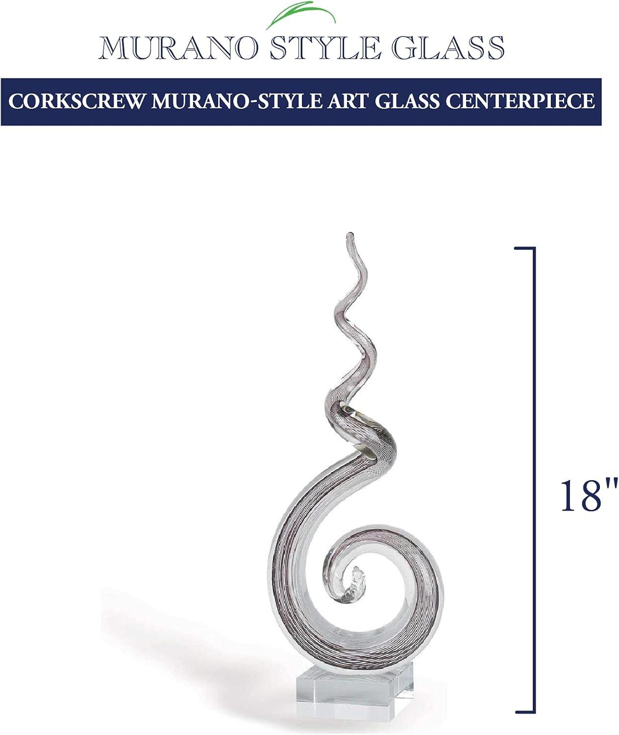 Elegant Murano-Style White Corkscrew Glass Art Centerpiece