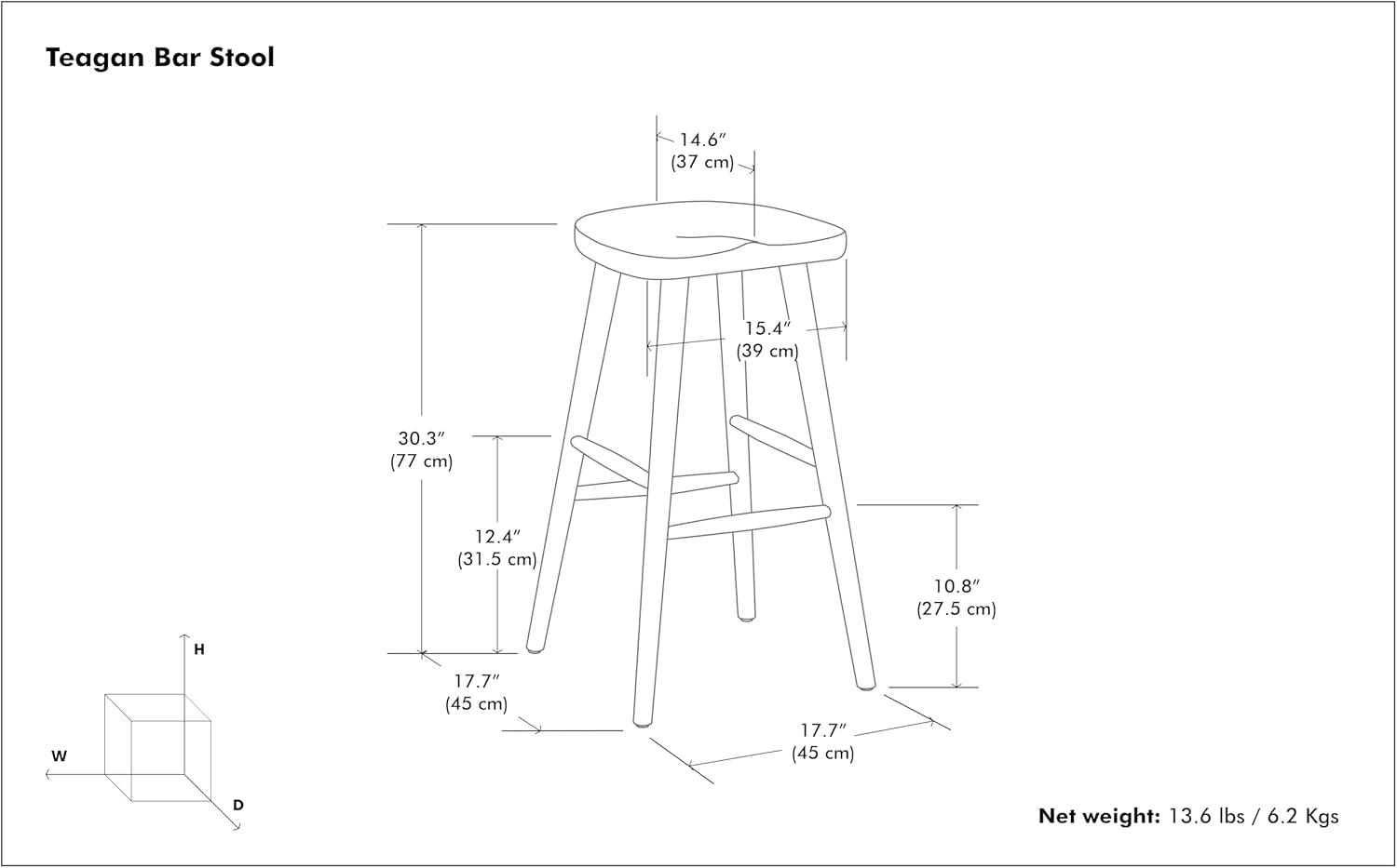 Teagan Dark Walnut 30" Backless Wood Bar Stool