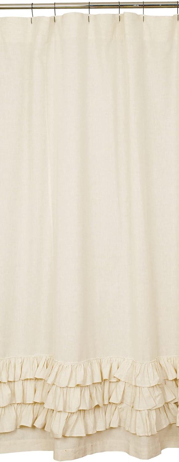 Flax Ruffled Shower Curtain By the Country House Collection, 72" X 72"