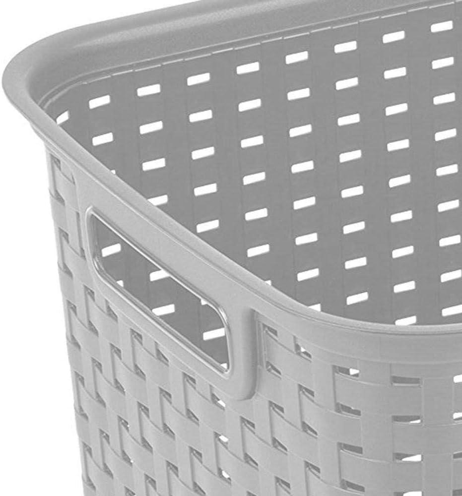 Sterilite 12736A06 Tall Weave Basket, 1.8 cu-ft Capacity, Plastic, Cement, Rectangle