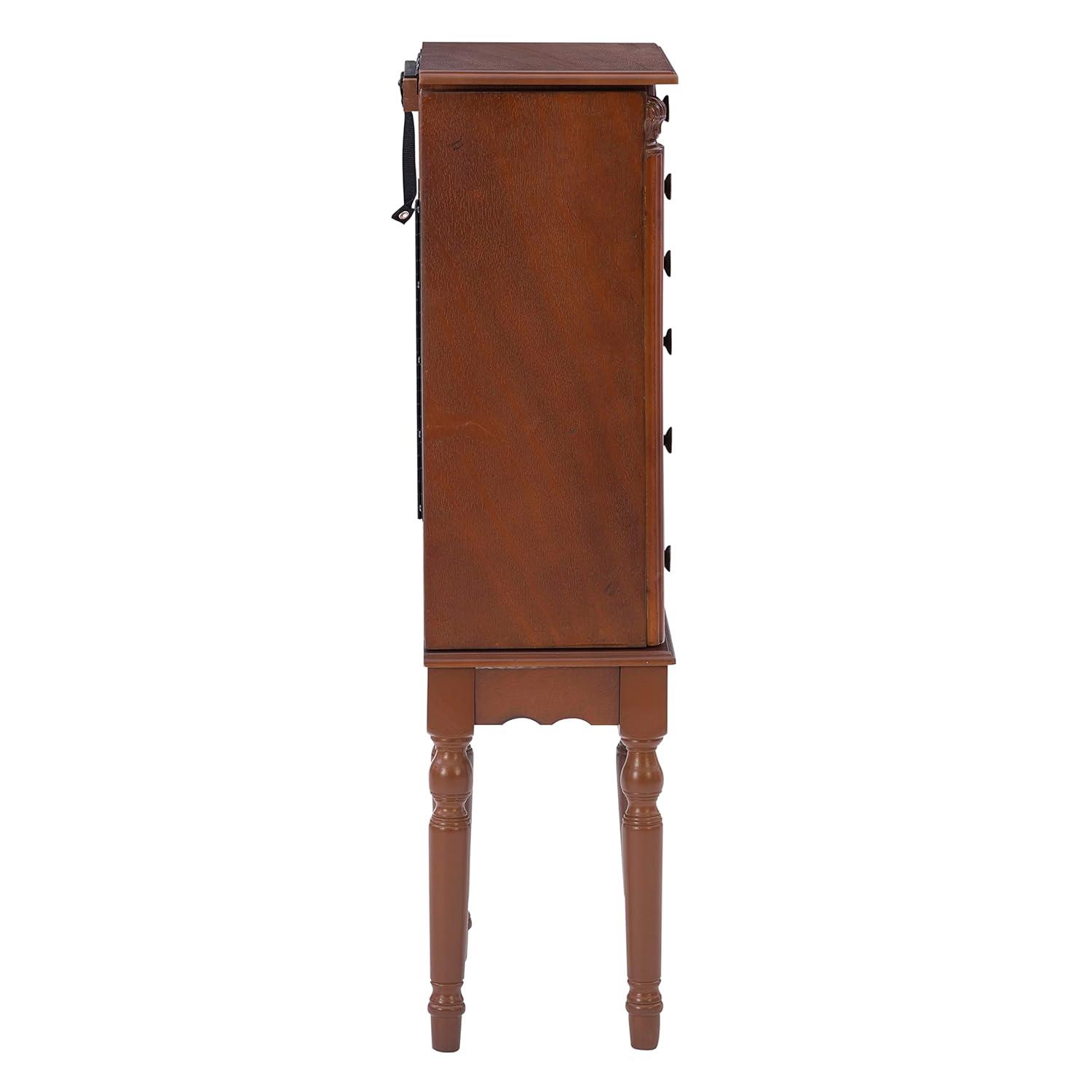 Lightly Distressed Deep Cherry Jewelry Armoire