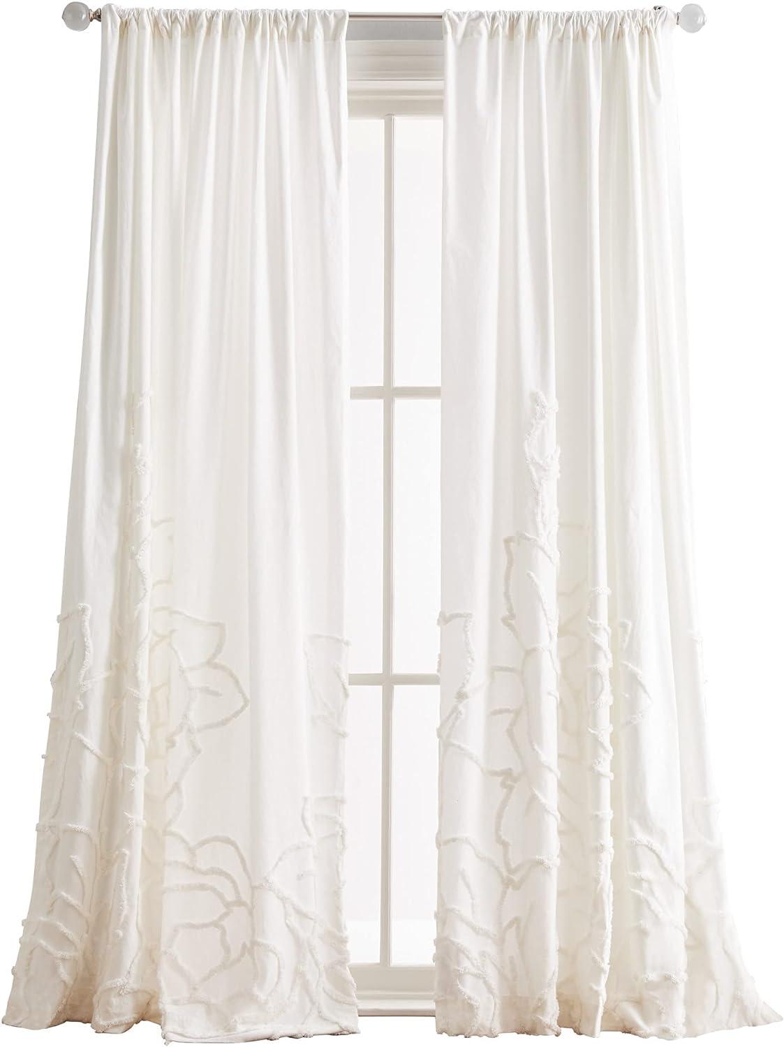 Winter White Cotton Light-Filtering Rod Pocket Curtains, 108" x 50"