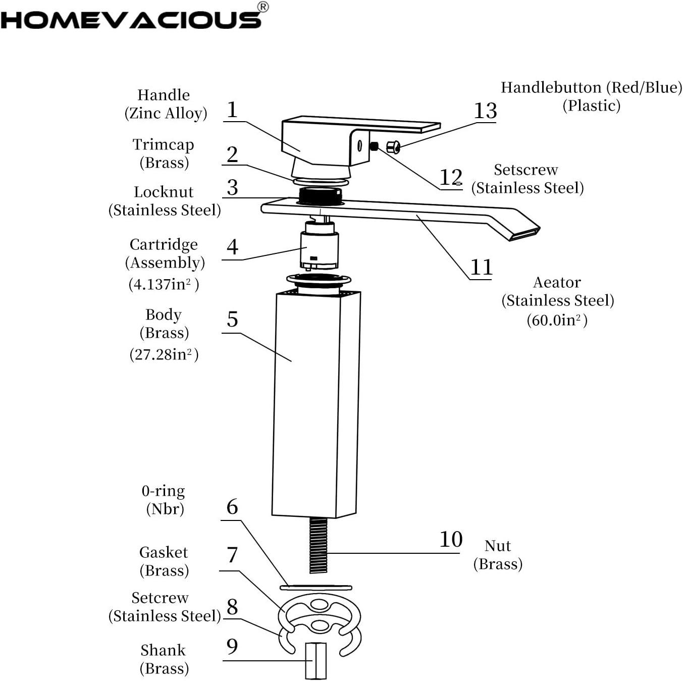 Brushed Nickel Single Handle Waterfall Bathroom Faucet with Pop Up Drain