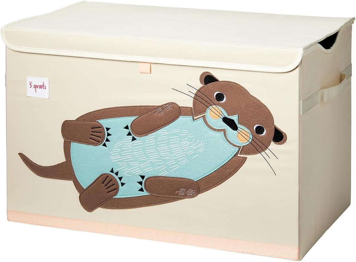 White and Brown Otter Collapsible Toy Chest with Lid