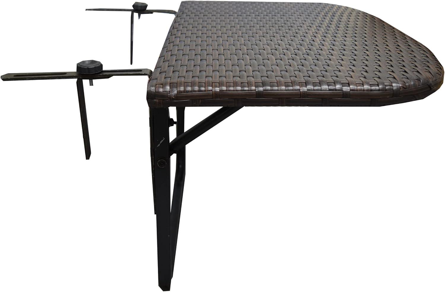 Indoor/Outdoor Foldable Wicker Balcony Table with Metal Frame & Adjustable Clamps - Oakland Living