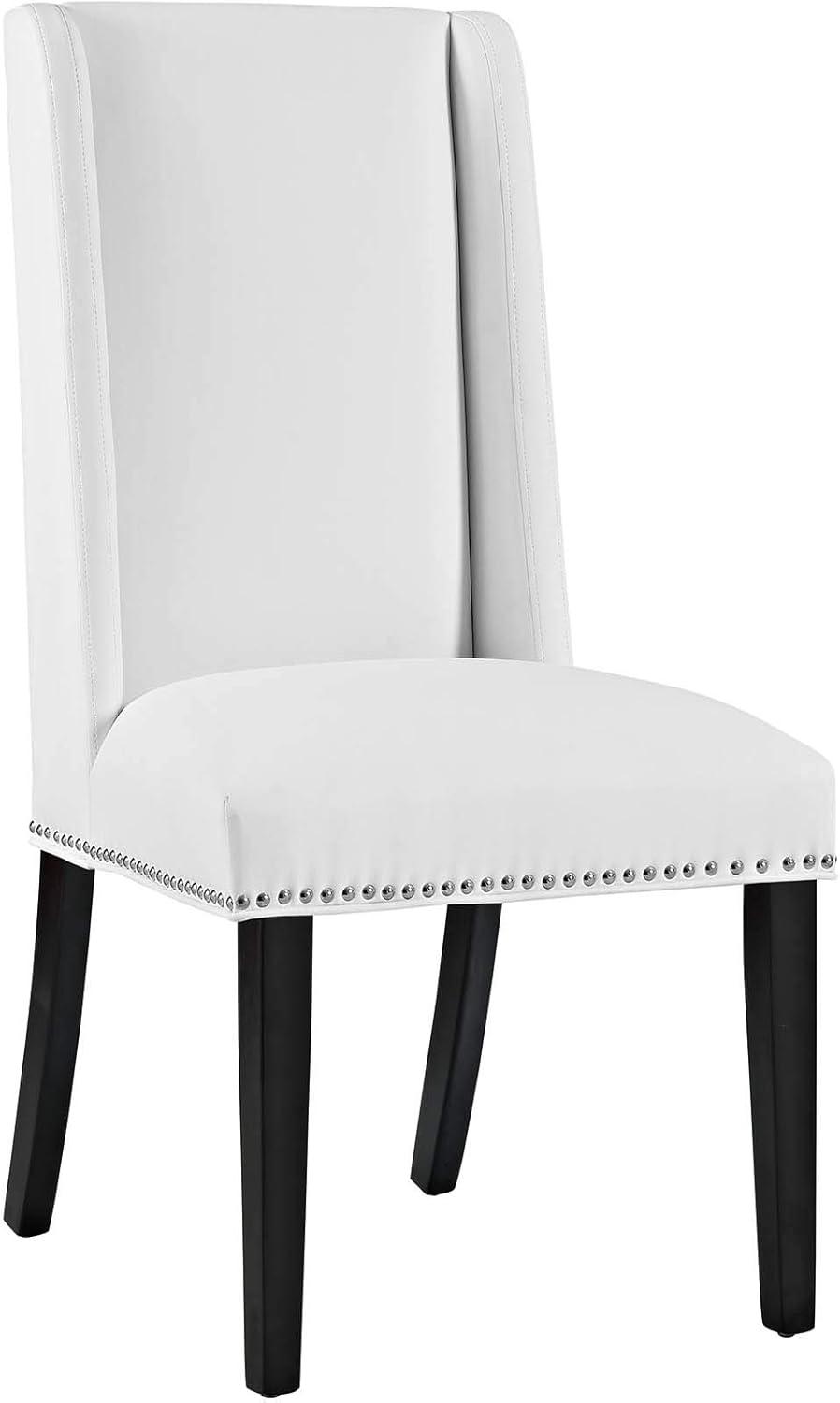 Modway Baron 20.5" Solid Rubberwood and Vinyl Dining Chair in White (Set of 4)