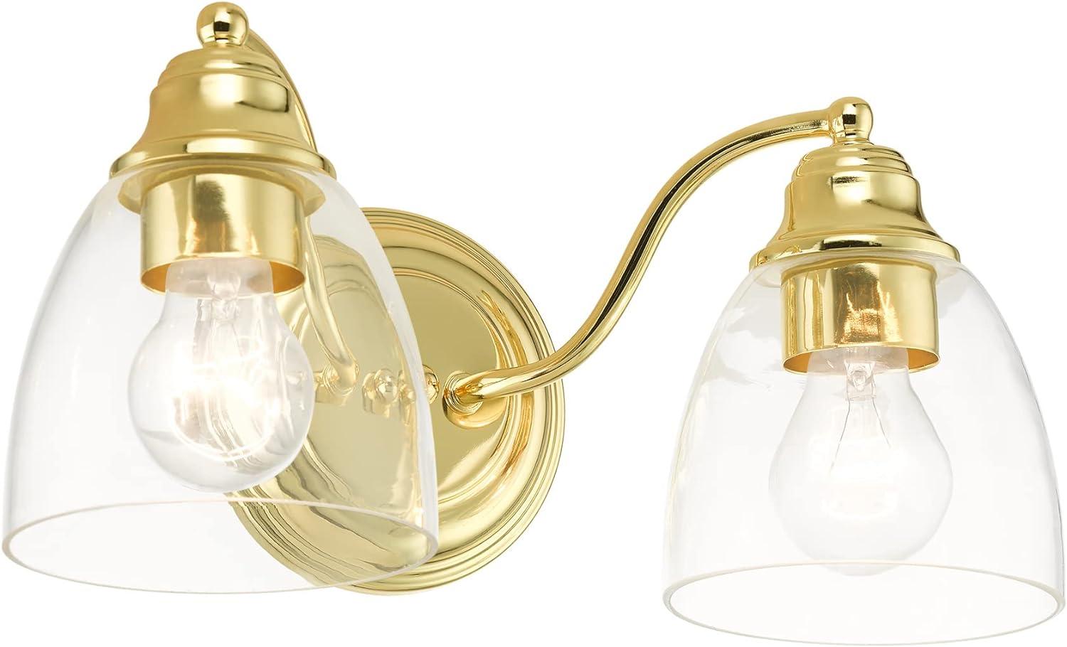 Montgomery Polished Brass 2-Light Vanity Sconce with Hand-Blown Glass