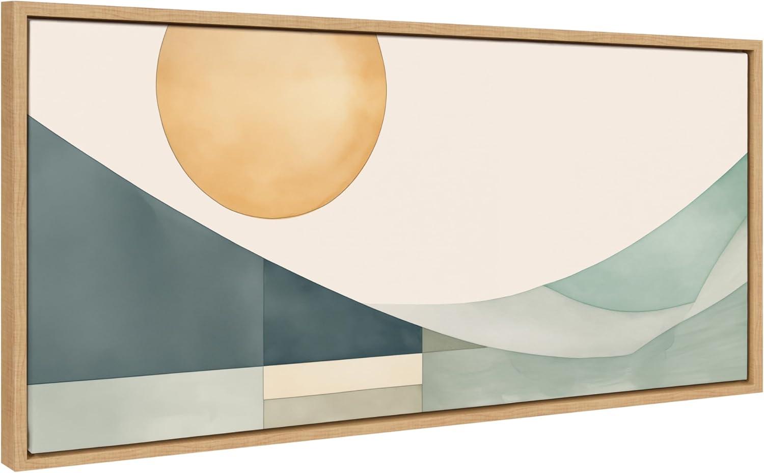 Kate & Laurel All Things Decor 18"x40" Sylvie Mid-Century Modern Abstract Geometric Coastal Framed Art by The Creative Bunch Studio Tan