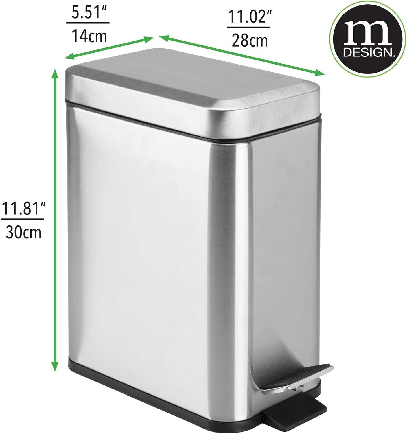 Brushed Stainless Steel 5L Rectangular Step Trash Can