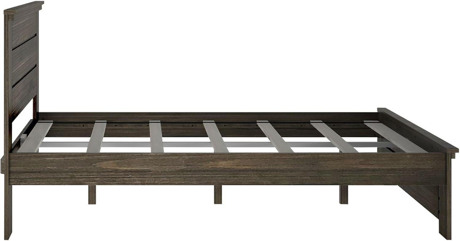 Barnwood Brown Pine Queen Platform Bed with Headboard