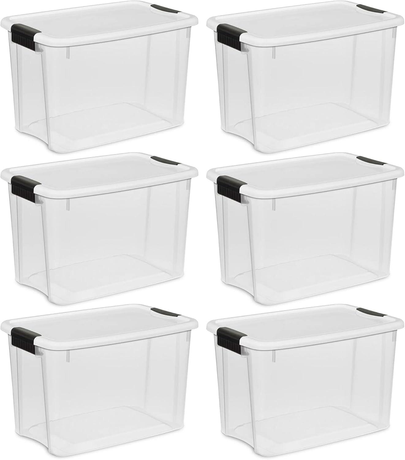 Sterilite 30 Quart (6 Pack) & 18 Quart (6 Pack ) Clear Plastic Stackable Storage Container Bin Box Tote with White Latching Lid Organizing Solution