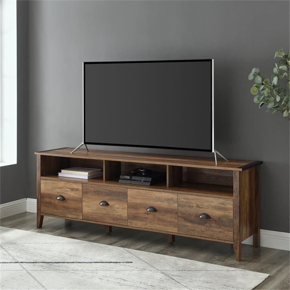 Clair 70" Industrial Farmhouse 4-Drawer TV Stand in Rustic Oak