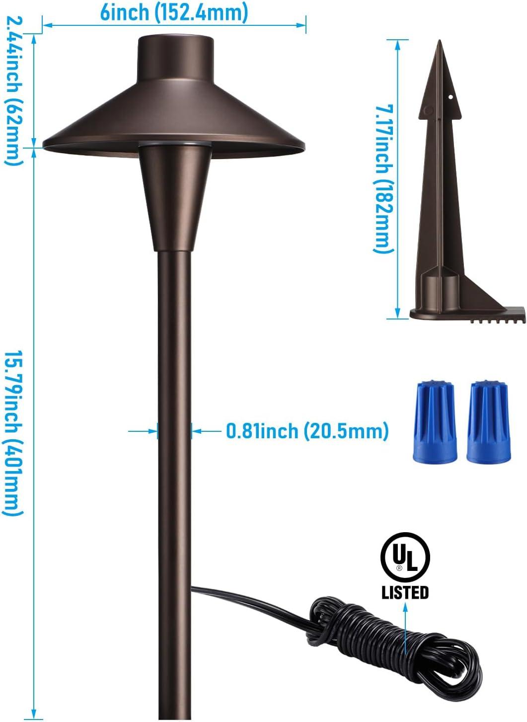 3CCT Low Voltage Landscape Pathway Lights, 5W LED Landscape Path Light, Aluminum, Oil Rubbed Bronze