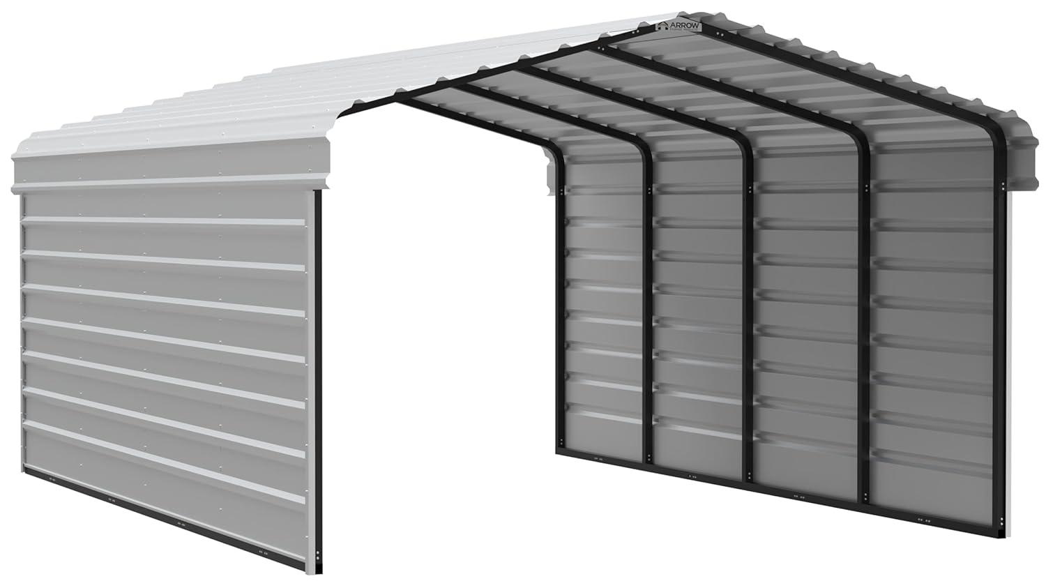 Arrow Arrow Steel Carport with 2 Side Wall Kits, 12x20x07