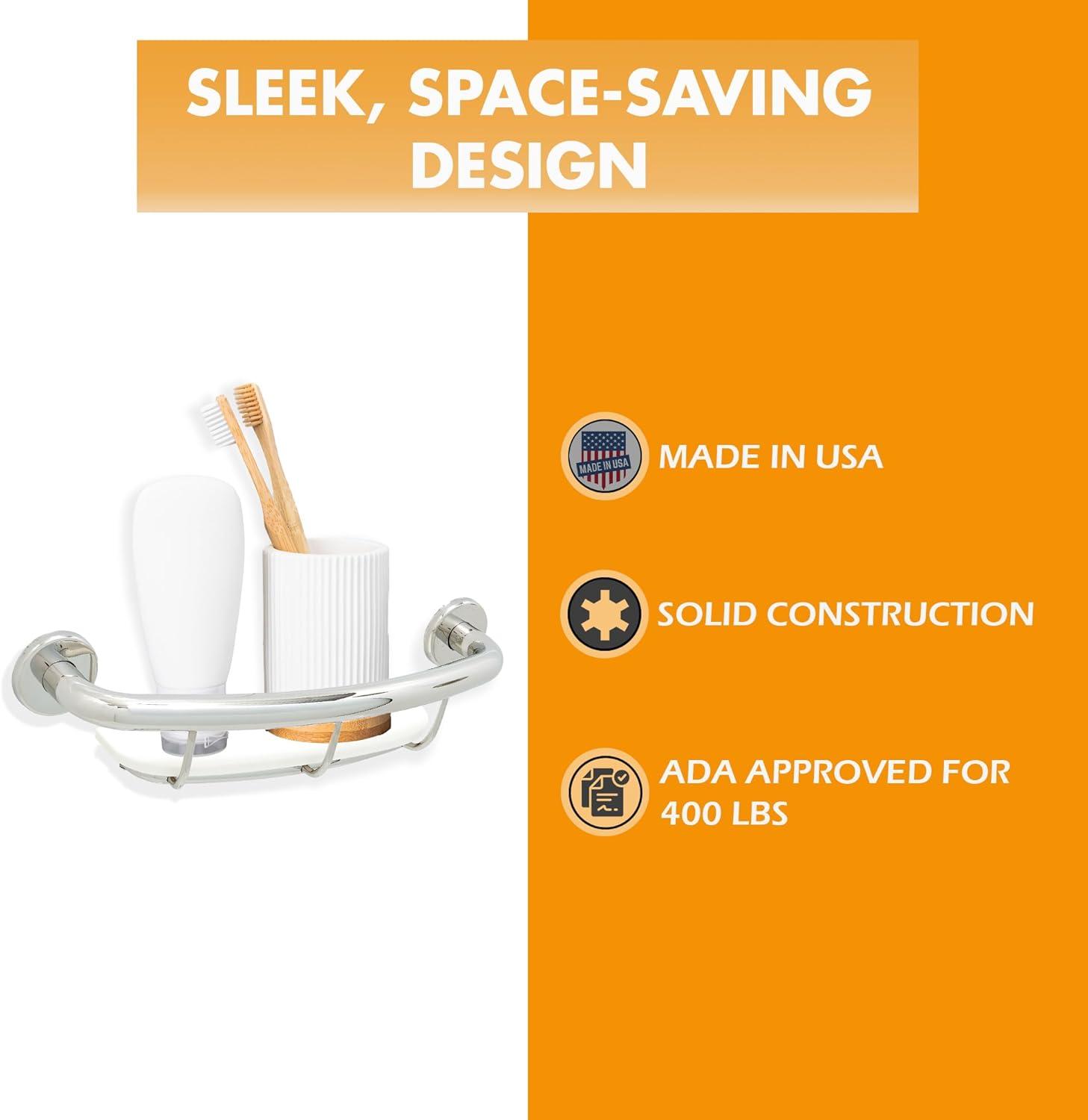 Shelf Grab Bar for Bathroom Shower Tub Kitchen Safety Aid/304 Stainless/Polished Chrome/ 18" x 5.5"