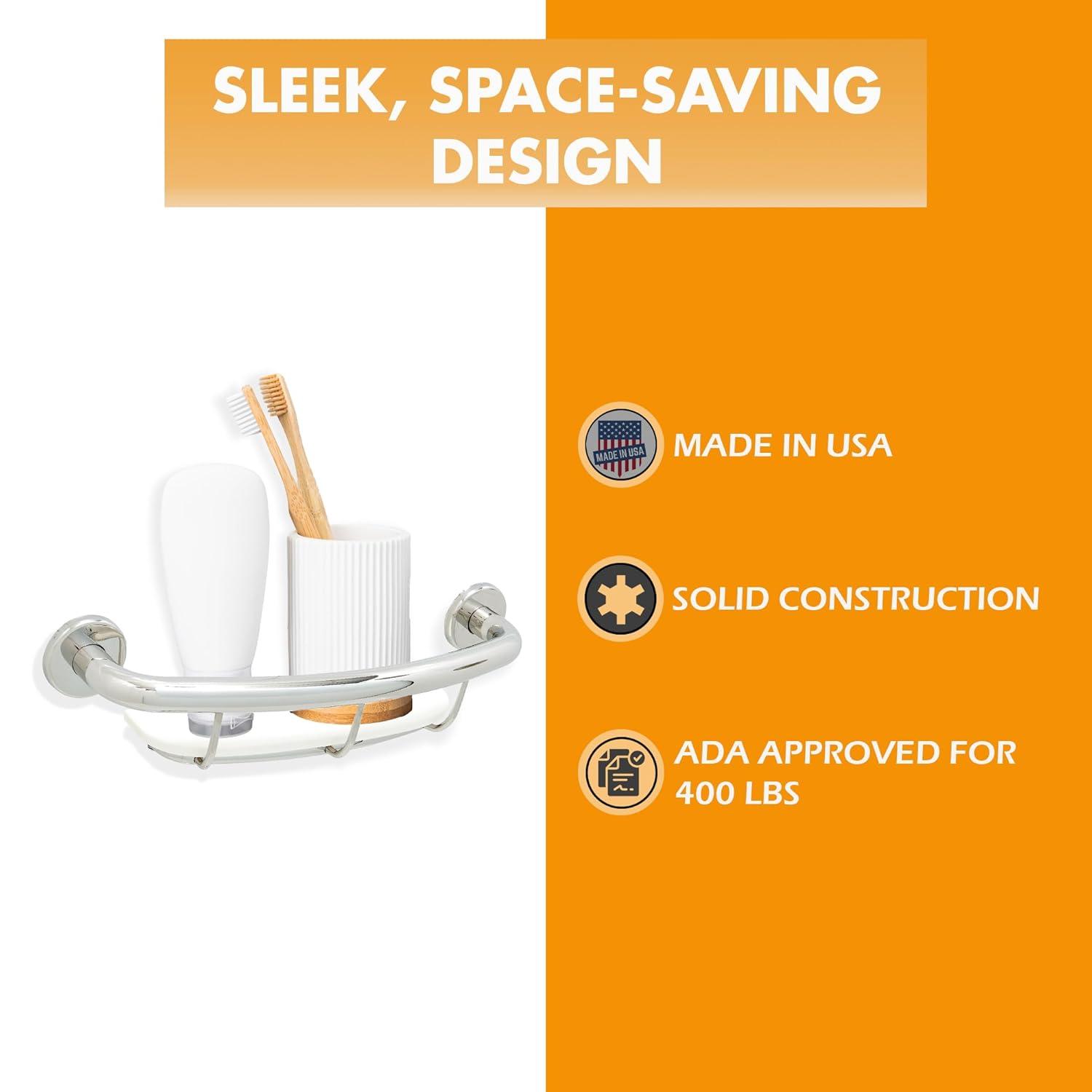 Shelf Grab Bar for Bathroom Shower Tub Kitchen Safety Aid/304 Stainless/Polished Chrome/ 18" x 5.5"