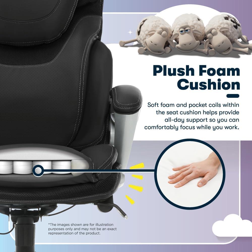 Serta Bryce Executive Office Chair with Patented AIR Lumbar Technology and Layered Body Pillows