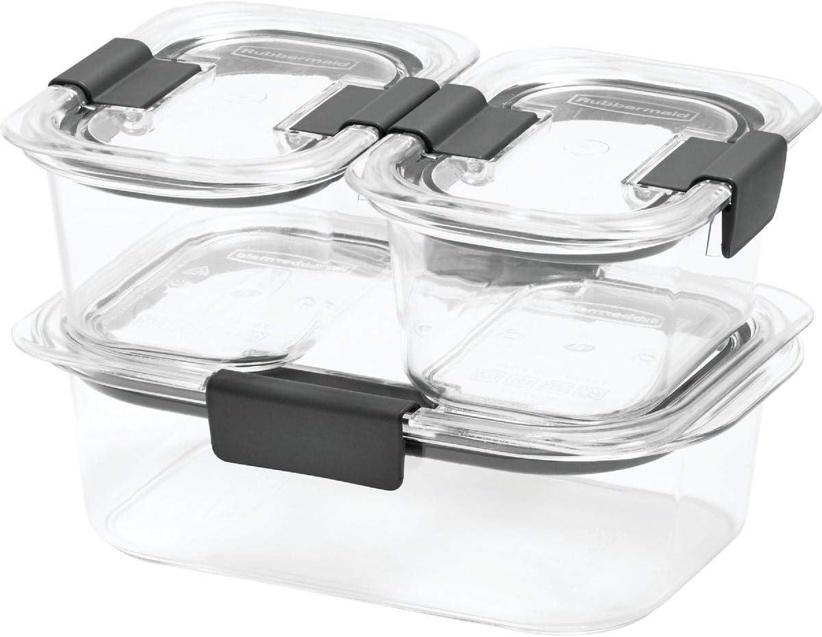 Rubbermaid® Brilliance® Leak-Proof Food Storage Containers with Airtight Lids, Set of 3 (6 Pieces Total) | BPA-Free & Stain Resistant