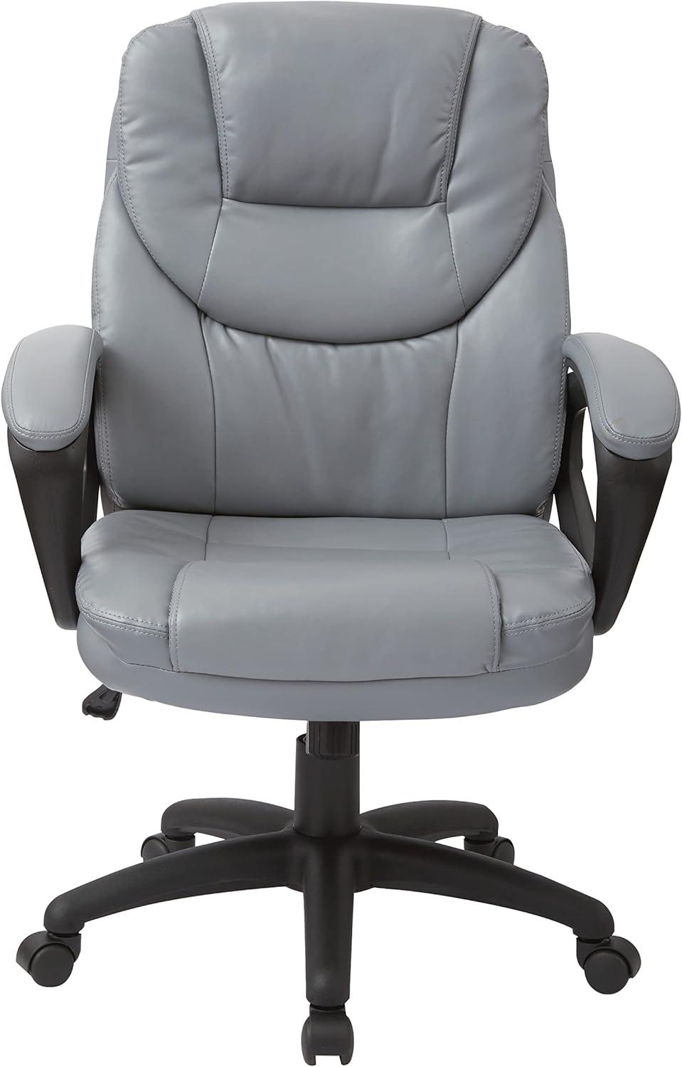 Charcoal Gray Faux Leather Executive Swivel Chair