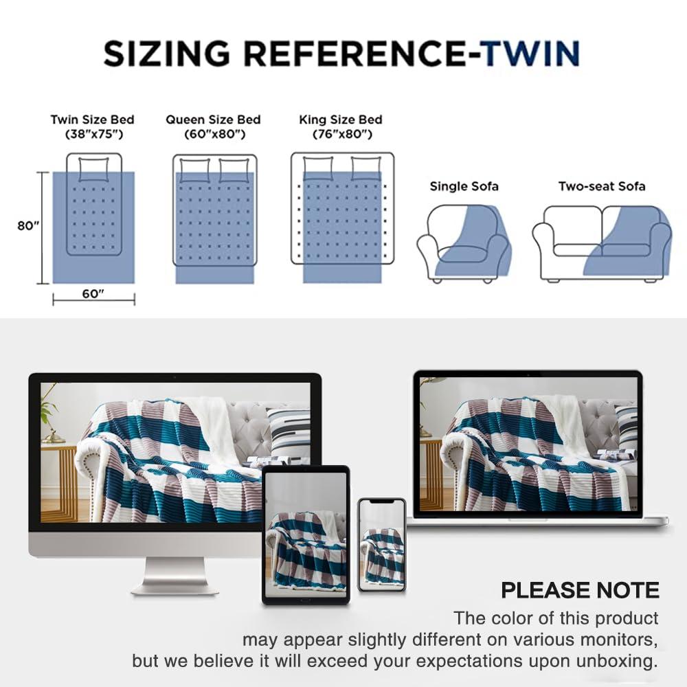 PU MEI Sherpa Throw Blanket for Couch Sofa 90”*80”- Fleece Tufted Fuzzy Soft Cozy Blanket for Bed, Thick Warm Blanket for All Seasons, (Dusty Blue, 80"*90")
