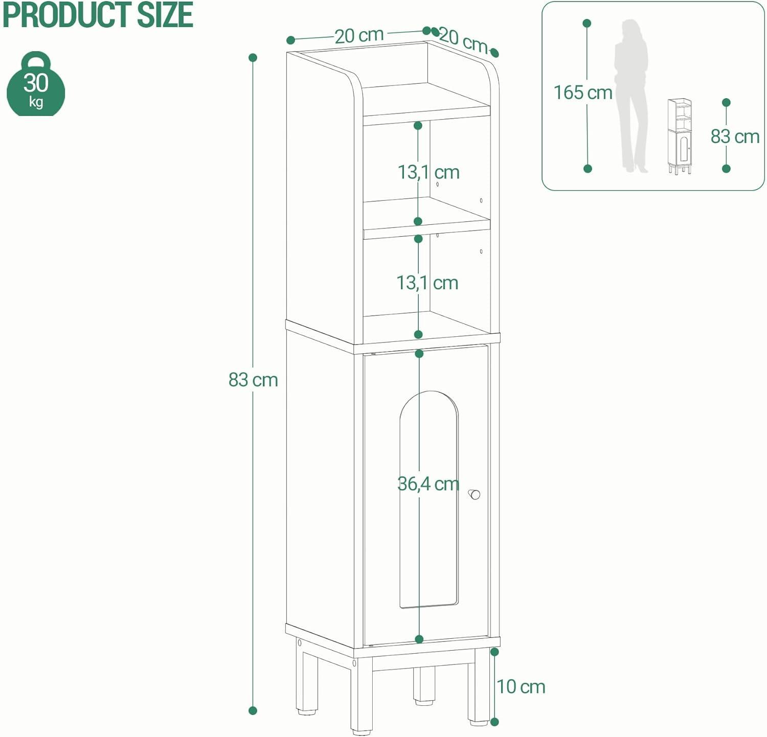 Mercer41 Bathroom Storage Cabinet, Small Corner Floor Cabinet with Door and Shelves