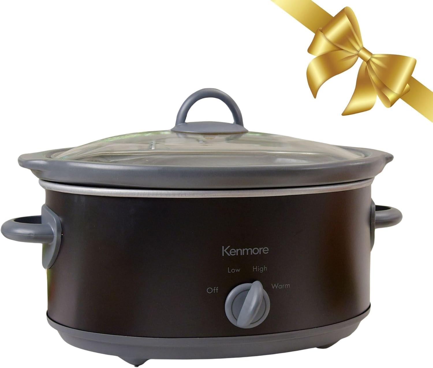 Kenmore Slow Cooker, 5 qt (4.7L), Easy to Use, Dial Control, Black