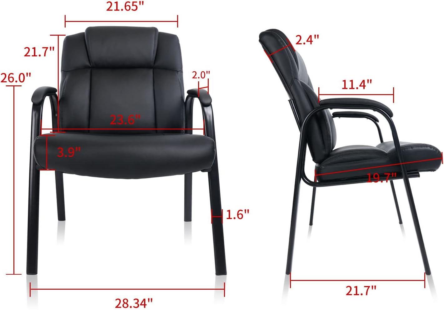 Black Leather Executive Guest Chair with Metal Frame