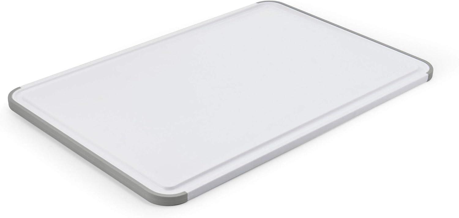 White and Gray Rectangular Plastic Cutting Board with Nonslip Edges