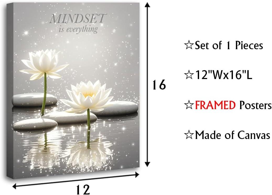 AXXPosters-Lotus Flower Wall Art Canvas Mindset Motivational Quotes Poster for Zen Office Wall Decor Spiritual Meditation Prints Artwork