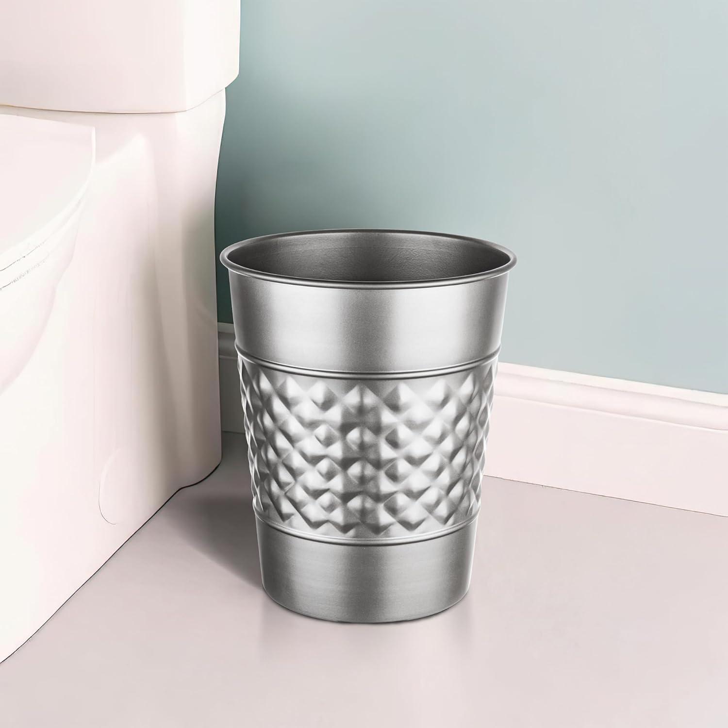 Monarch Abode Geometric Embossed Metal 1.7 Gallon Waste Basket