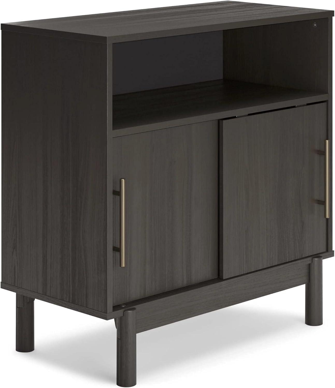 Brymont Dark Gray Wood Accent Cabinet with Goldtone Handles