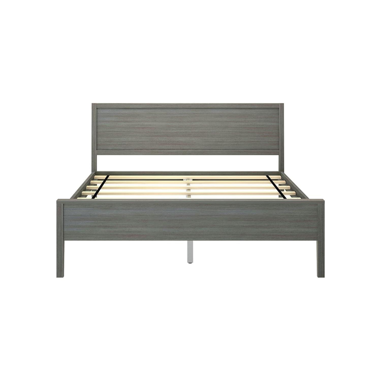 Plank+Beam Solid Wood Queen Bed Frame with Headboard, Modern Platform Bed for Adults