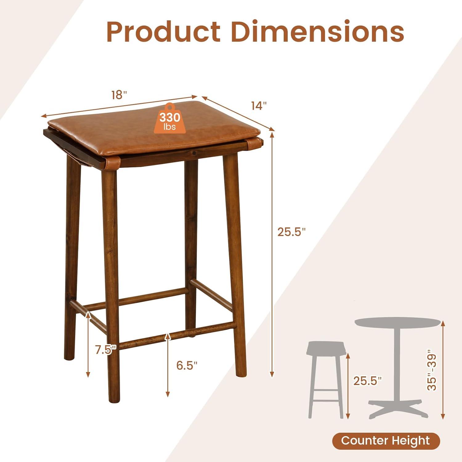 GVN Set of 2 25.5 Inch Barstools with Removable Cushion and Footrest, Bar Height Stools, Counter Height Bar Stools for Kitchen, Dining Room