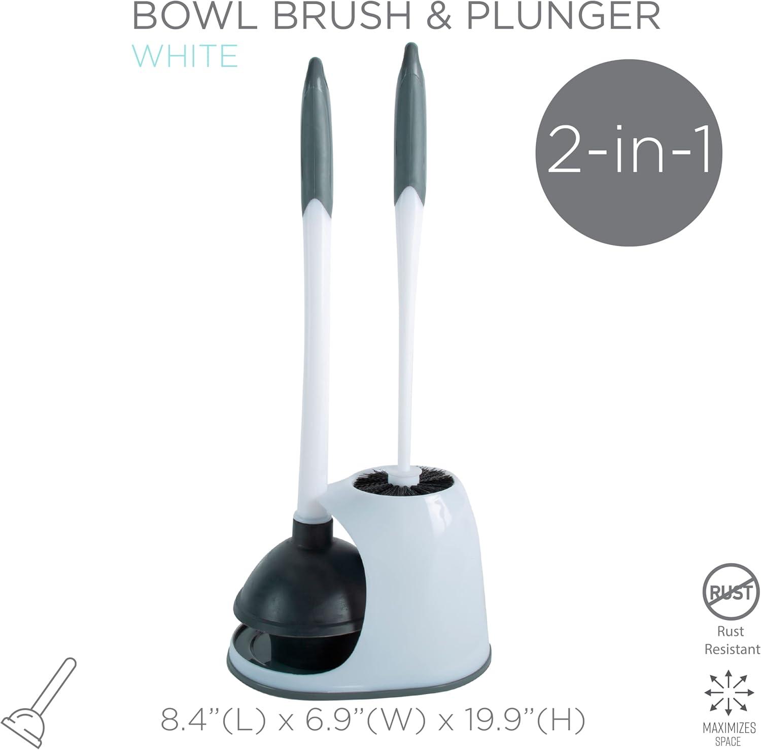 Bath Bliss 2-in-1 Bowl Brush & Plunger White