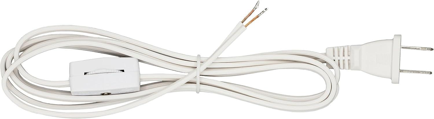 Creative Hobbies 6’ White Lamp Cord with Rotary Switch Replacement Lamp Cord