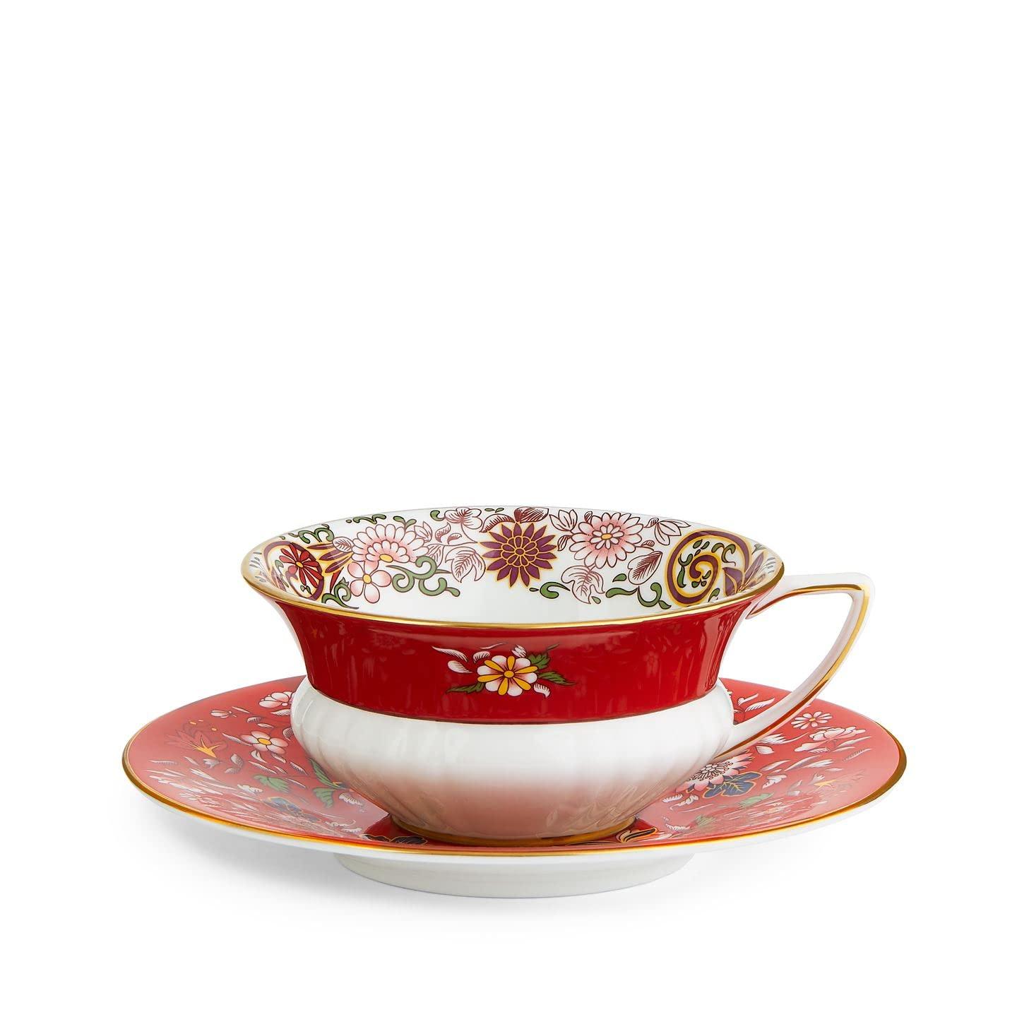 Wedgwood Wonderlust Crimson Orient 2 Piece Bone China Teacup and Saucer Set & Reviews | Wayfair
