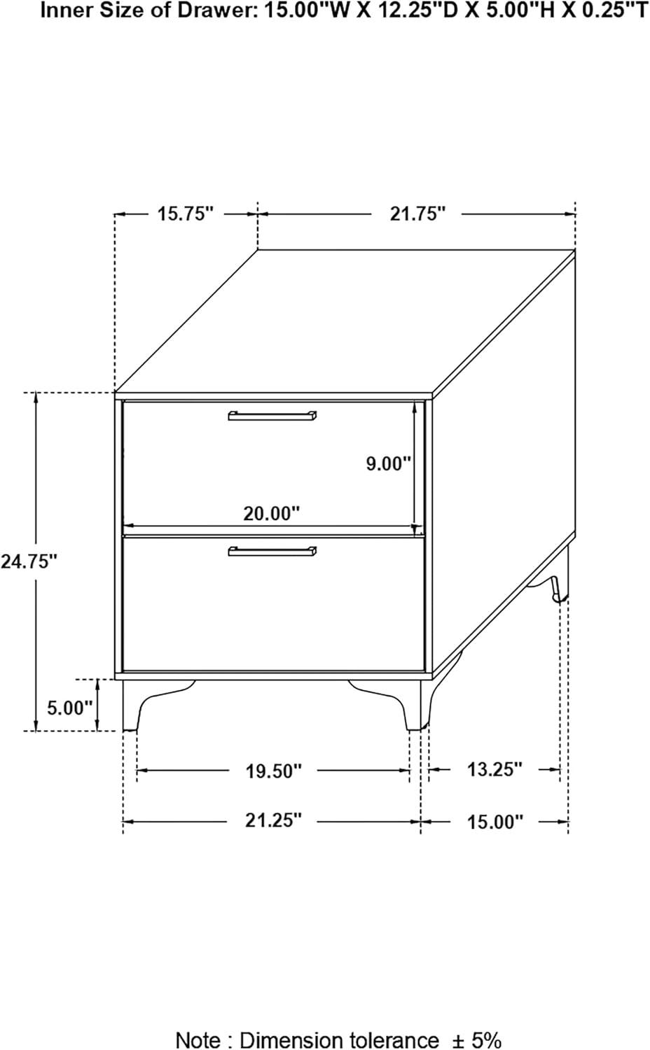 Coaster Kendall 2-drawer Contemporary Wood Nightstand with Metal Base in White