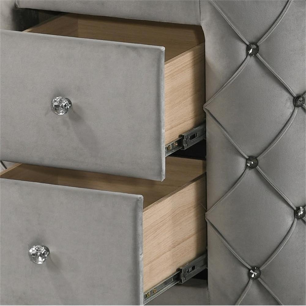 Acme Furniture Perine Nightstand in Gray Velvet
